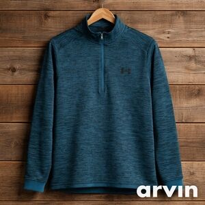 Under Armour Men's Teal-Blue Quarter Zip Performance Pullover